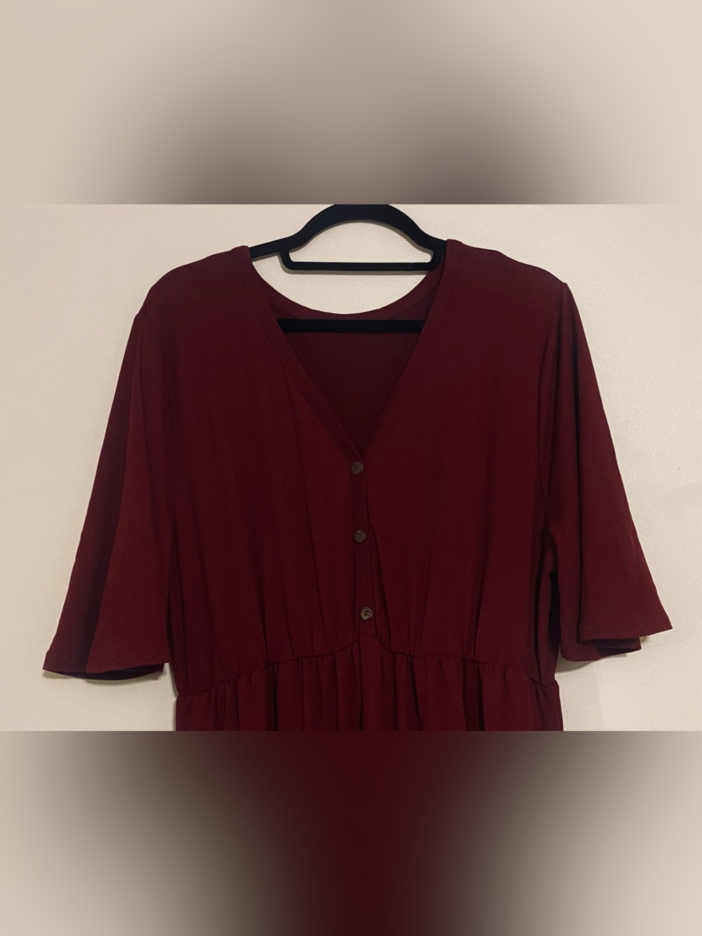 2XL Maxi Dress Burgundy V-Neck Button Front - Picture 8 of 16